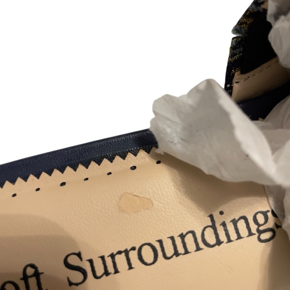 Soft Surroundings Priya Size 11 Brocade Fabric Slides Blue Gold - Picture 9 of 10